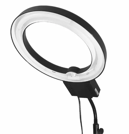 Žiedinė makiažo lempa profesionalams su difuzoriu ir stovu