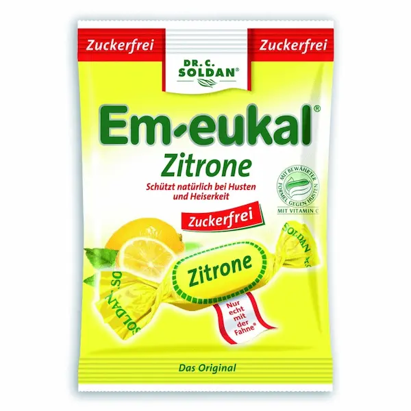 Em-eukal® CITRINŲ skonio pastilės su saldikliais.