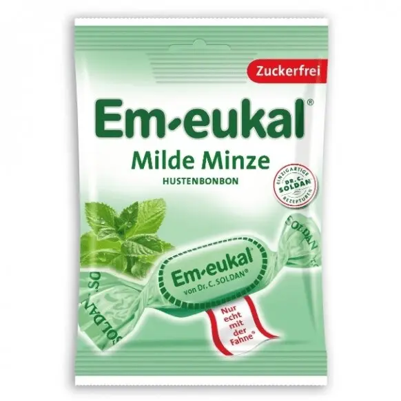 Em-eukal® ŠVELNIŲ MĖTŲ pastilės su saldikliais.