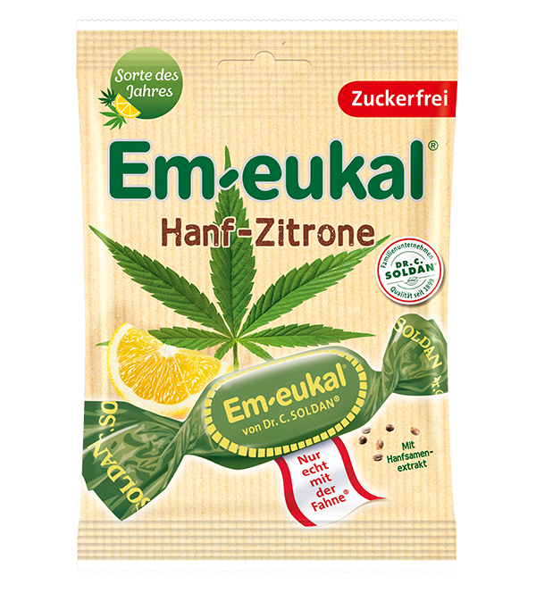 Em-eukal® KANAPIŲ ir CITRINŲ skonio pastilės su vitaminu C ir saldikliais