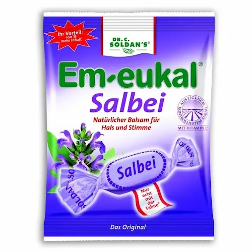 Em-eukal® ŠALAVIJŲ skonio pastilės su vitaminu C ir saldikliais